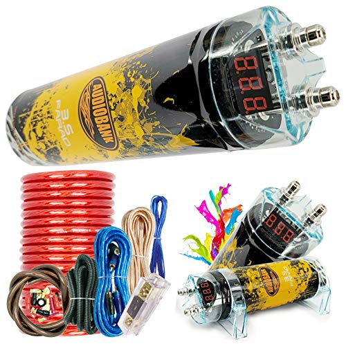 Audiobank 3.5 Farad Capacitor Car Audio 3500 Watts Power 12V Car Digital Power and Audiotek AT-BCC4AR-RED Complete 4 Gauge Car Amplifier Installation Wiring Kit Audiobank 3.5 Farad Capacitor Car Audio 3500 Watts Power 12V Car Digital Power and Audiotek AT-BCC4AR-RED Complete 4 Gauge Car Amplifier Installation Wiring Kit